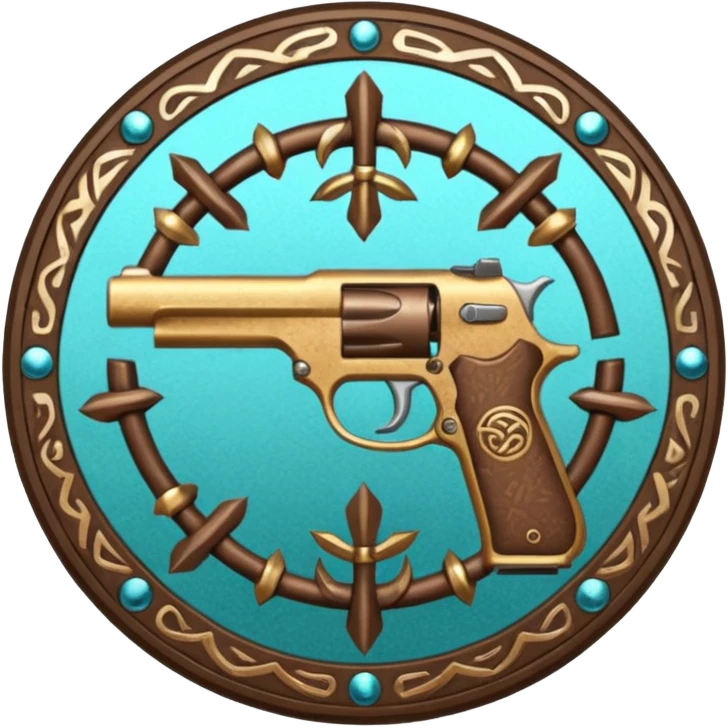 gun and powder and tribal nature faction emblem emoji