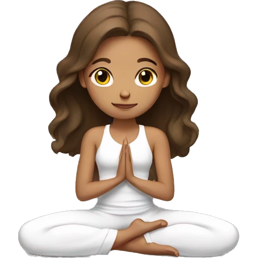 brown haired girl with light skin doing yoga emoji