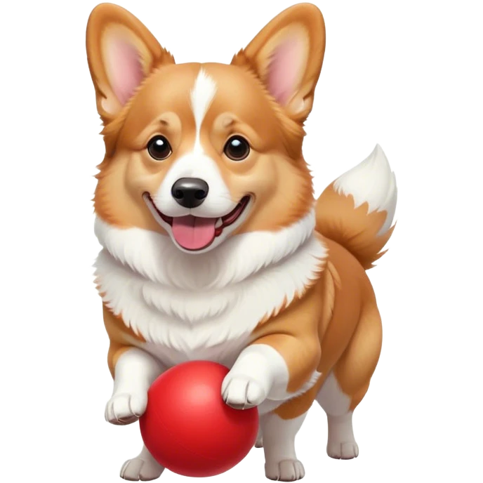 Corgi is playing with a ball emoji
