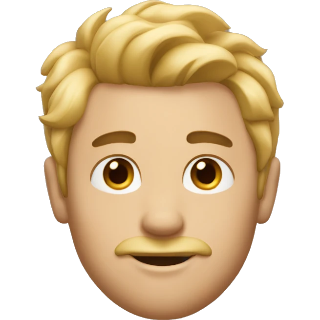 A man with a blonde dye on his hair, a small mustache and a brown goat emoji