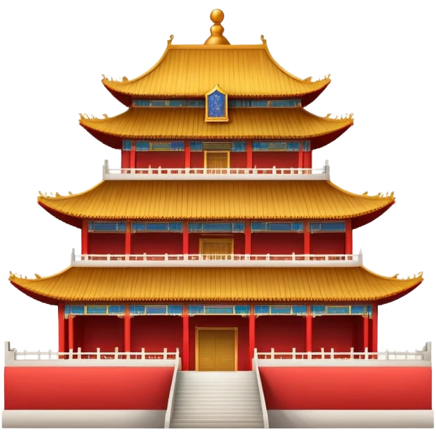 Imperial Chinese palace building with red walls, golden roof decorations emoji