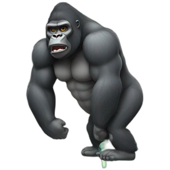 Gorilla body with fart explosion cloud behind him emoji