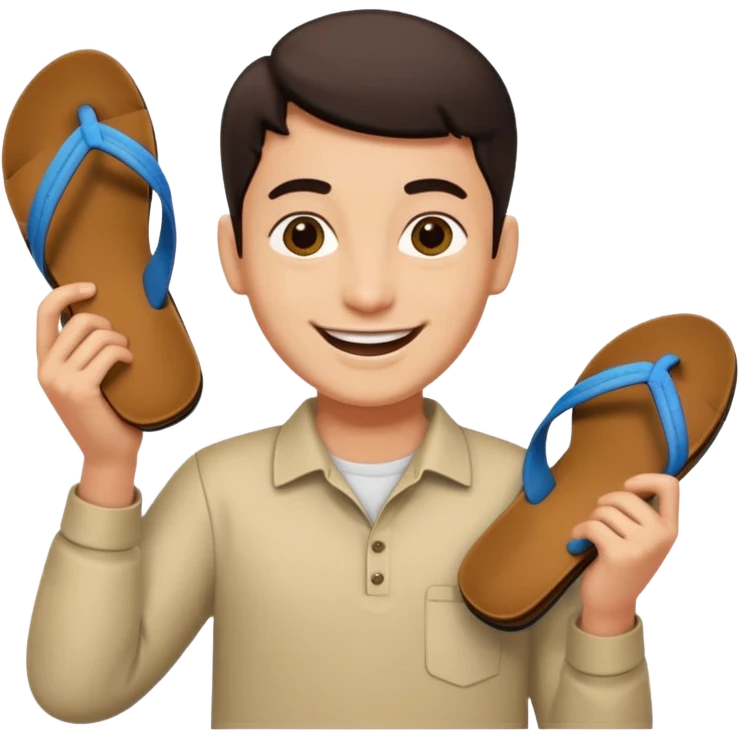 Smile, holding a chappal, emoji emoji