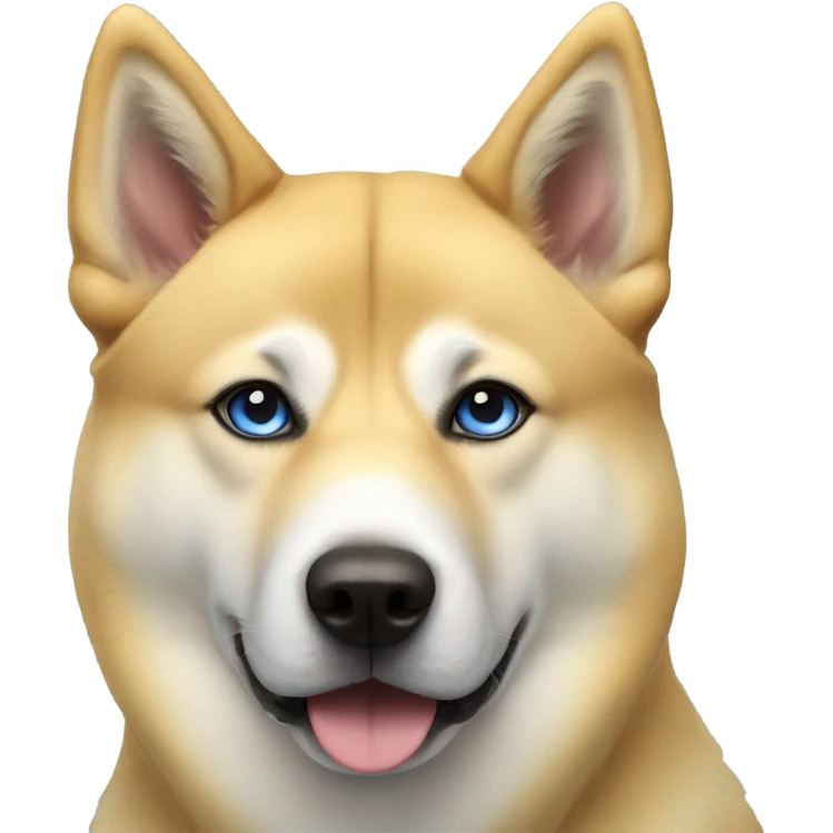 Yellow akita shepherd with  blue eyes emoji