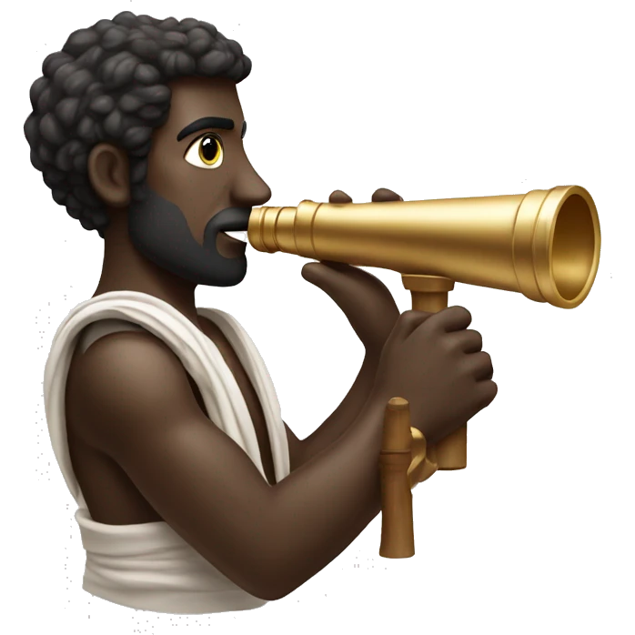 Dark skinned ancient Greek sailor holding a telescope emoji