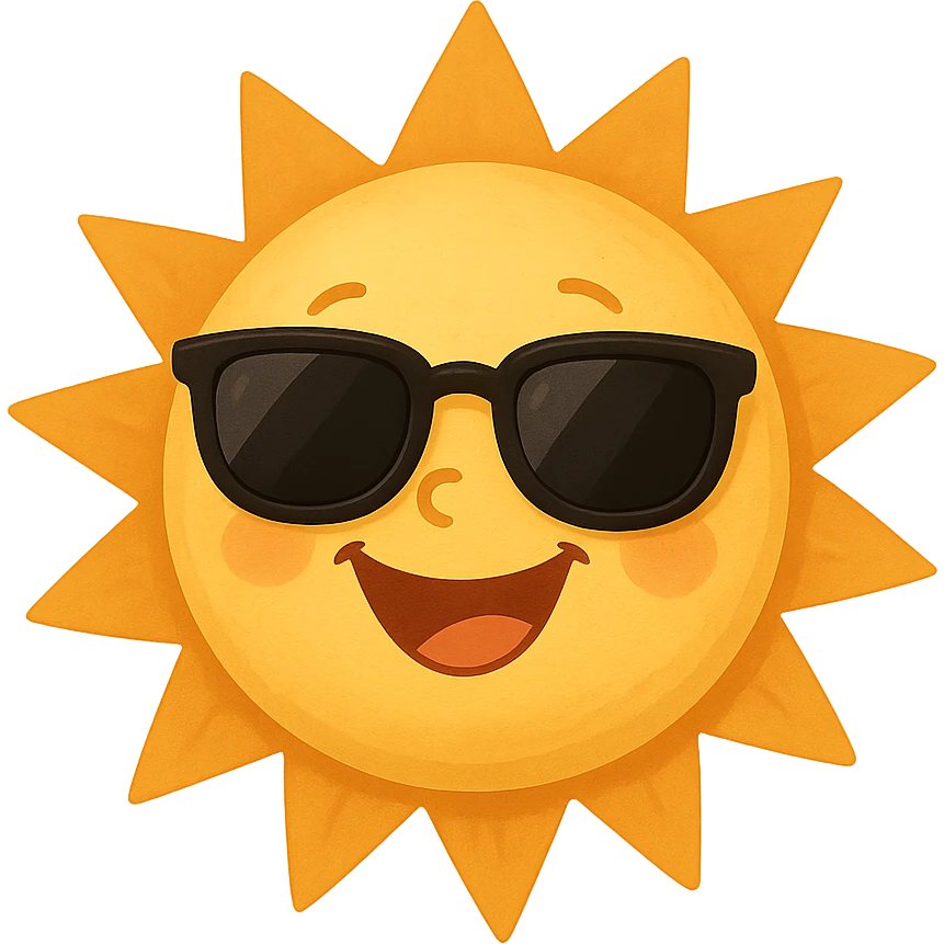 smiling sun with sunglasses, cheerful and bright, general style emoji