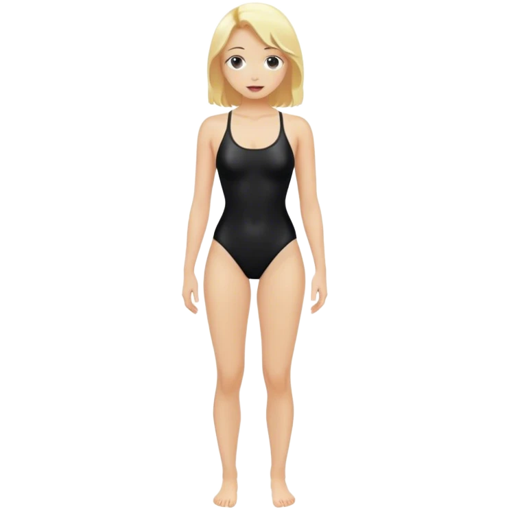 hot woman in black  swimming suit blond skin  long hair full body  emoji