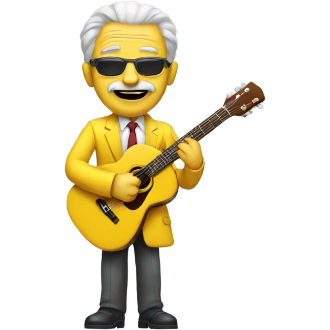 Old man rocking with a guitar in a yellow suit  emoji