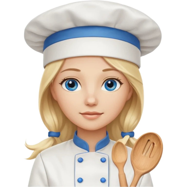 Long Blonde hair blue eyed female chef emoji