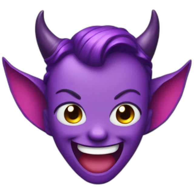 Cute giggle laugh with purple devil ears  emoji