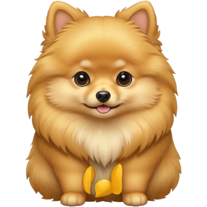 Create a golden pomeranian, all cute and adorable entire  only face and body  emoji
