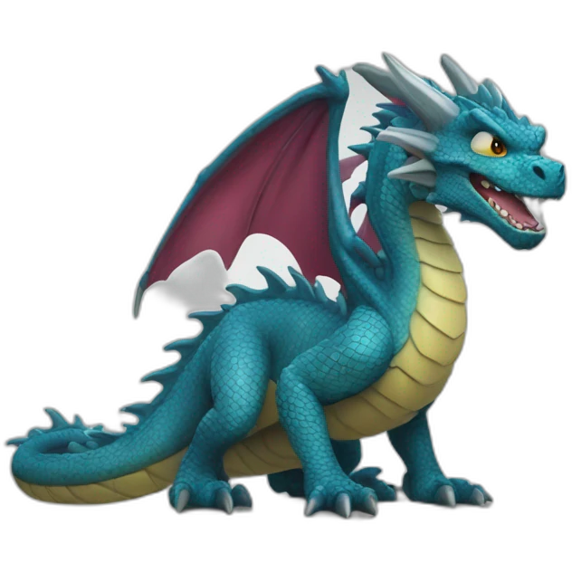 a realistic dragon with a comic-book style emoji