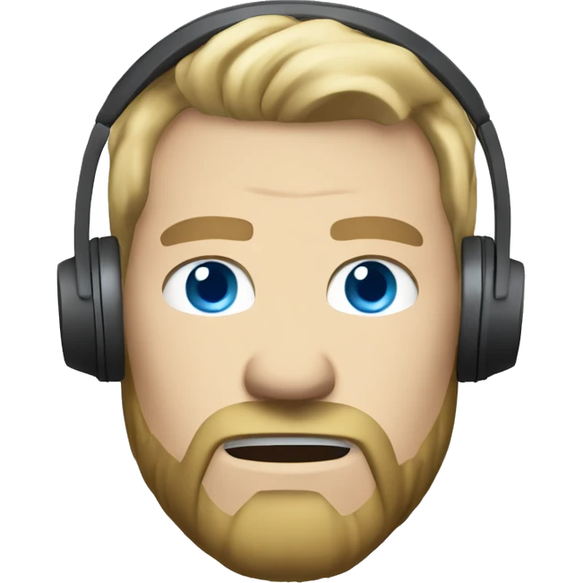 short blonde hair, short beard, blue eyes, headphones, white skin, angry, game of thrones emoji
