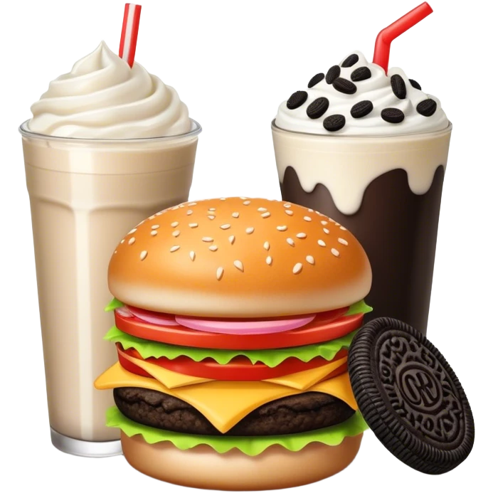 Hamburger, French fries and a oreo milkshake emoji