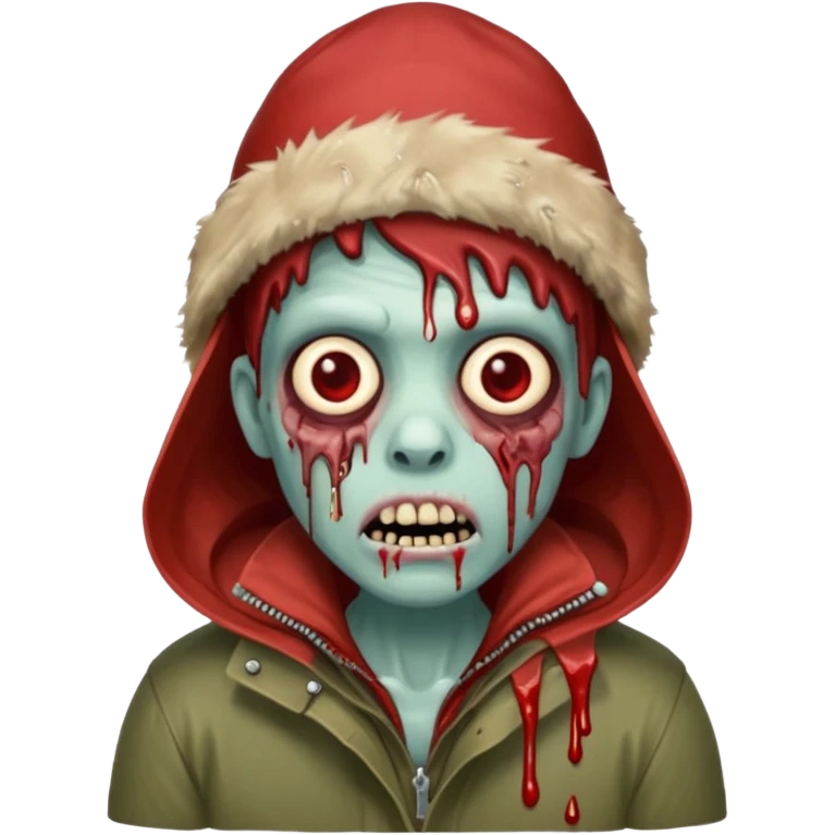 Local alaskan who has turned it zombies in the style of the walking dead, with rotting flesh and dripping blood but distinctively Alaskan. In the style of your bleeding skull art but Alaskan zombie. emoji