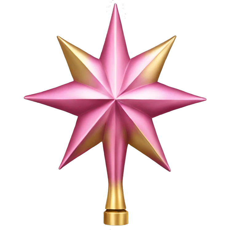 Isolated Realistic metallic pink and gold tree topper. emoji