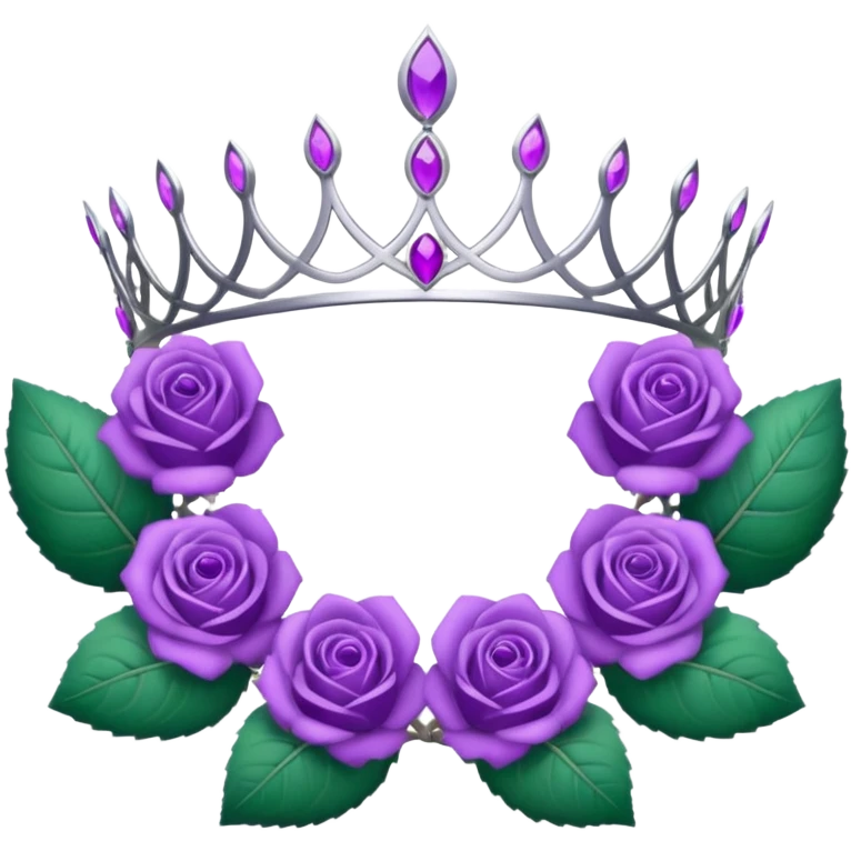 Purple rose with silver tiara and a purple emblem leaf wreath emoji