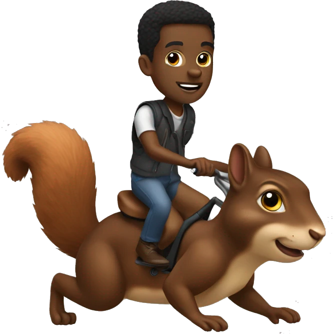 black man riding a squirrel  emoji