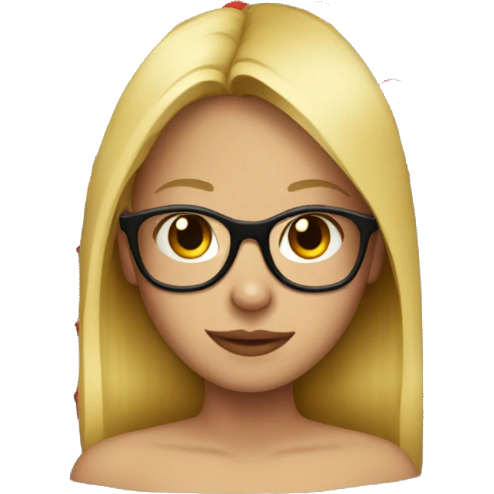 Girl wearing glasses with blonde hair and red devil horns emoji