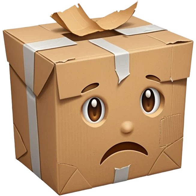 Generate a realistic emoji-style of a package being damaged emoji