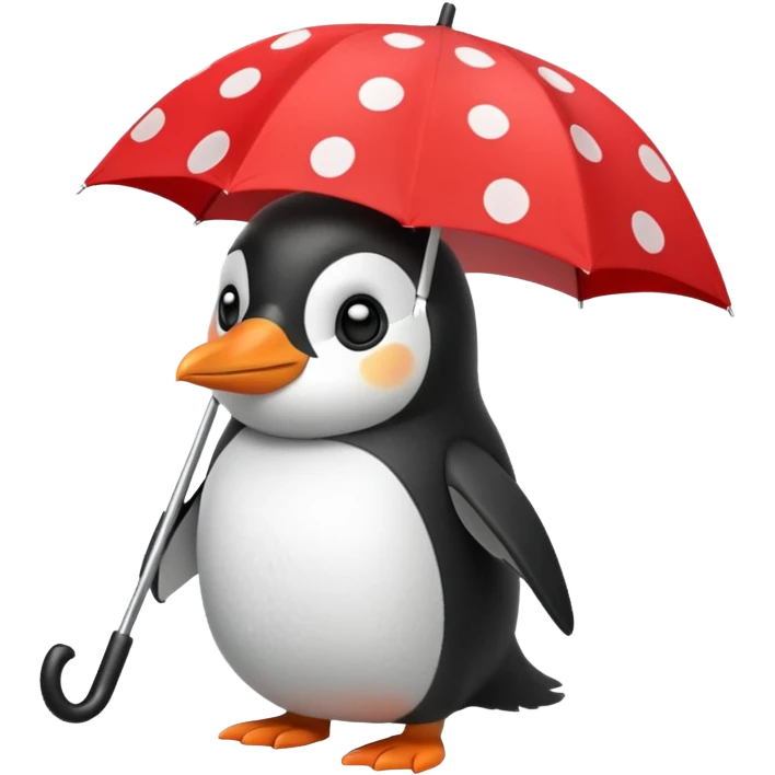 Penguin with red polka-dot umbrella emoji