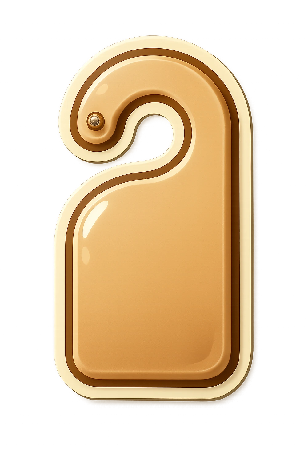 door sign, shaped figure, beige color, with shadows and highlights, retro sticker style, hanging on two nails, transparent background emoji