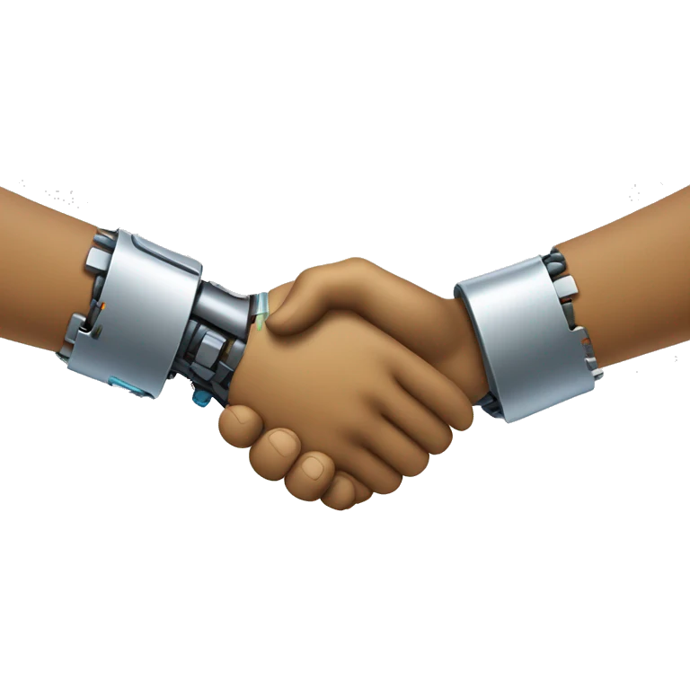 A handshake with a robot, symbolizing human-technology collaboration. emoji