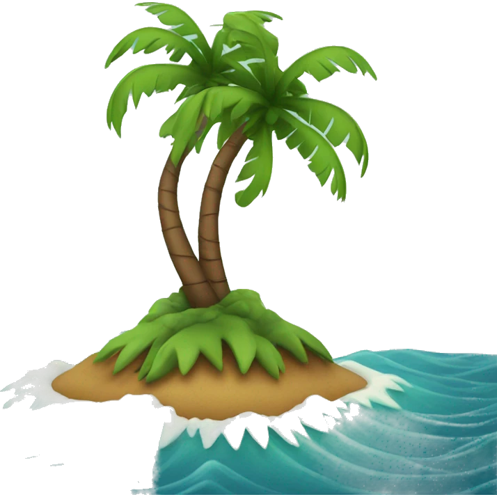 Island with palm tree and waves emoji