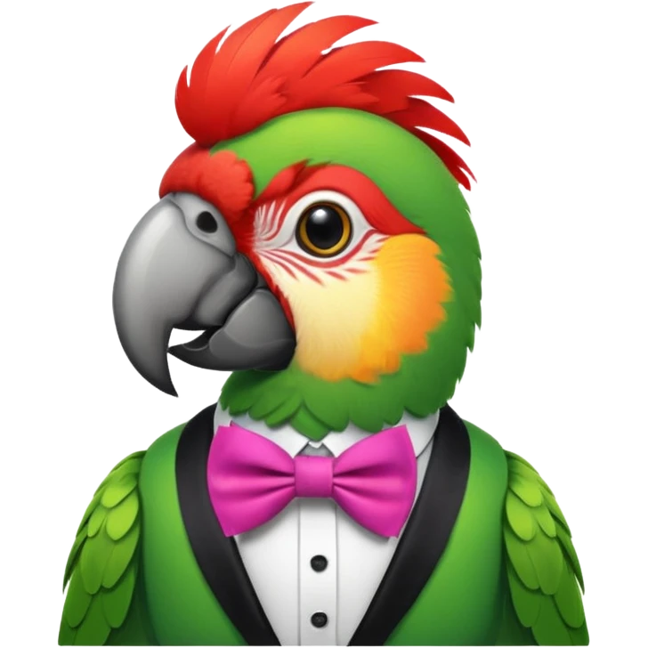parrot wears bow tie emoji