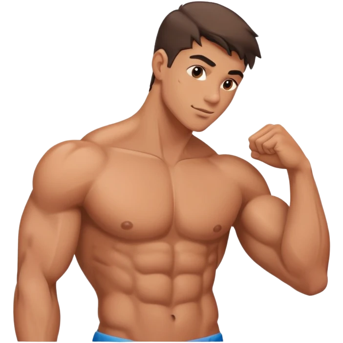 muscular young man's shoulder, shirtless emoji