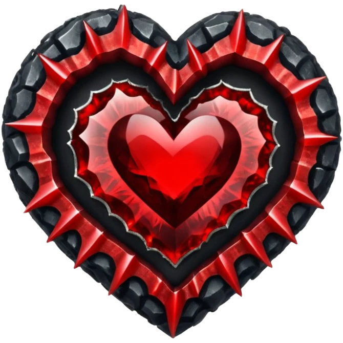 Black and red gothic crystal geode heart emoji