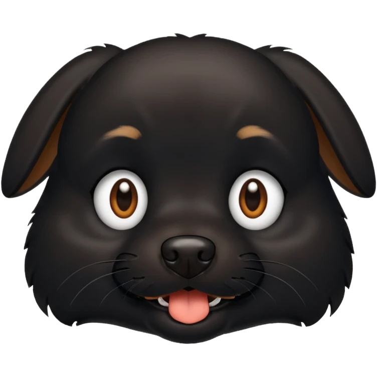 Little black dog biting emoji