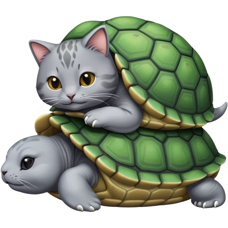 turtle with a cat on top of it emoji