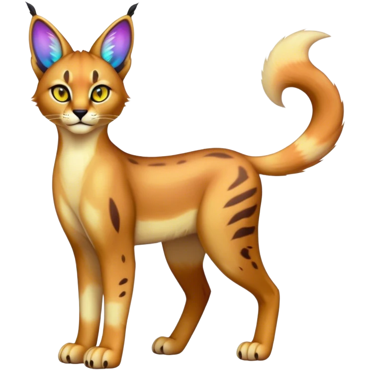 An iridescent transparent  colorful lynx-caracal-serval-fakemon-creature-hybrid emoji