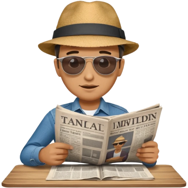man Folding newspaper on table emoji