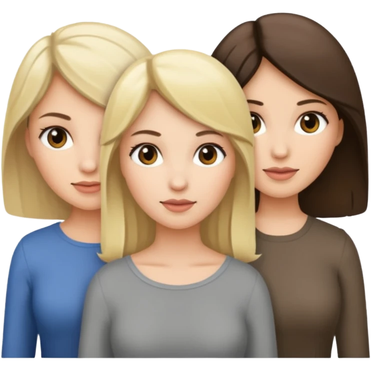 Three women blonde brunette gray emoji