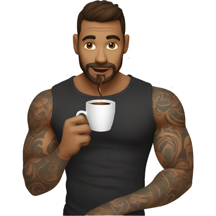 tatto men drinking coffee emoji