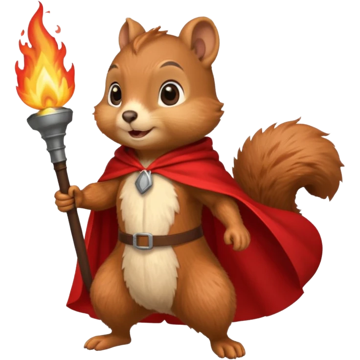 squirrel holding torch with red cape emoji