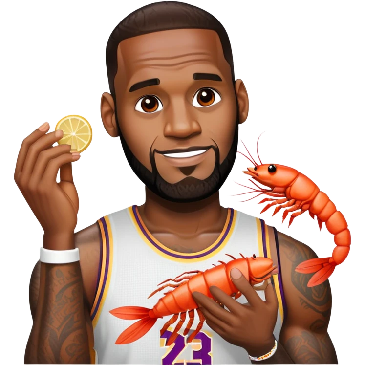 Lebron with a shrimp emoji
