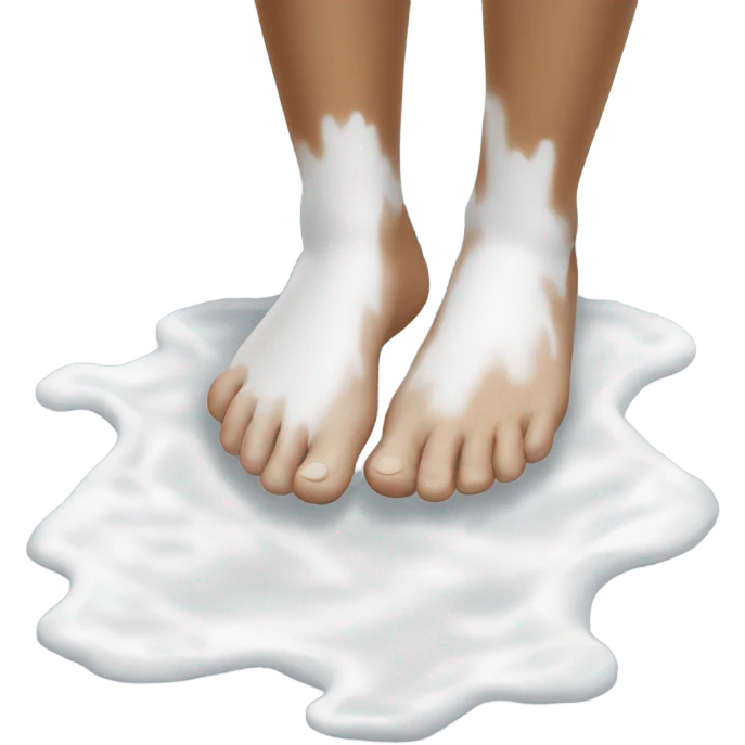 Barefeet balancing in white paint puddle emoji