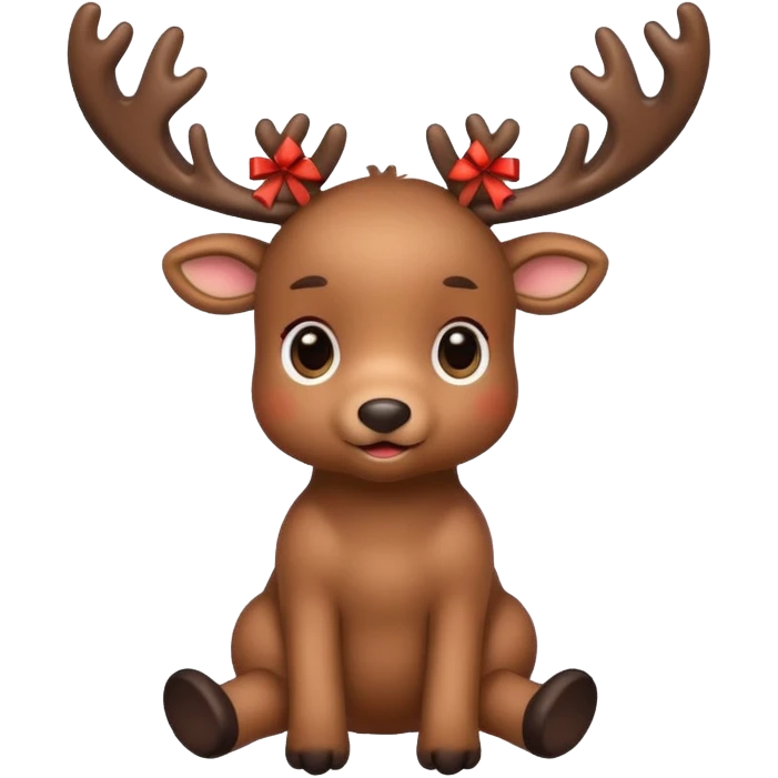 reindeer baby  cute, full body , gifts stuck in head emoji
