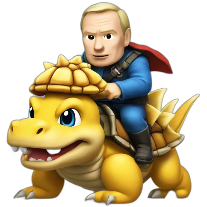 Vladimir Poutine riding a koopa emoji