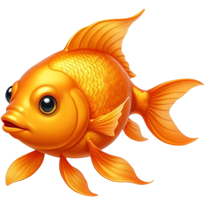 Cinematic Noble Orange Goldfish Portrait Emoji, Poised and regal, with a sleek, streamlined build and a lustrous, vibrant orange body, deep-set soulful golden eyes, Simplified yet sharp and sophisticated features, highly detailed, glowing with a soft, dignified glow, high shine, intelligent and graceful, stylized with an air of aquatic elegance, focused and attentive, soft glowing outline, capturing the essence of a watchful and confident aquatic companion, so majestic it feels as though it could glide out of the screen with effortless authority! emoji