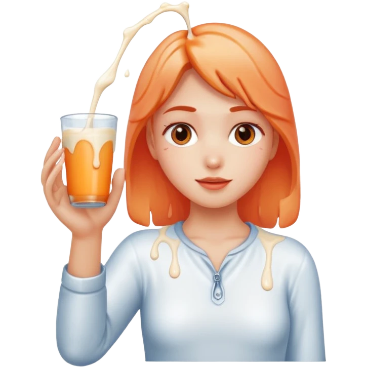 milk dripping directly off palm of hand with 5 fingers and open peach emoji