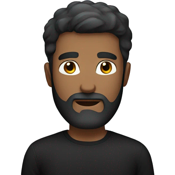 bearded guy in black shirt blue eyes  emoji