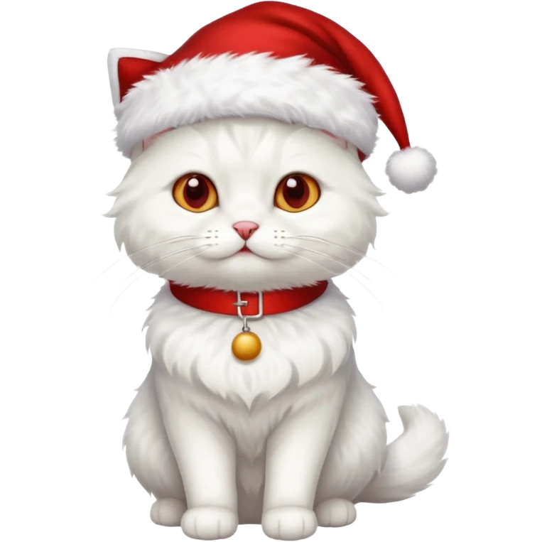 a full-body white cat with Christmas accessories  emoji
