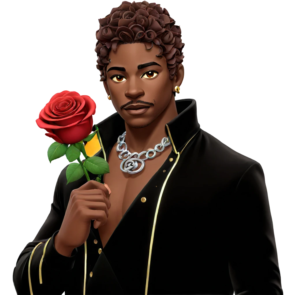 rose adorned dark-skinned male emoji