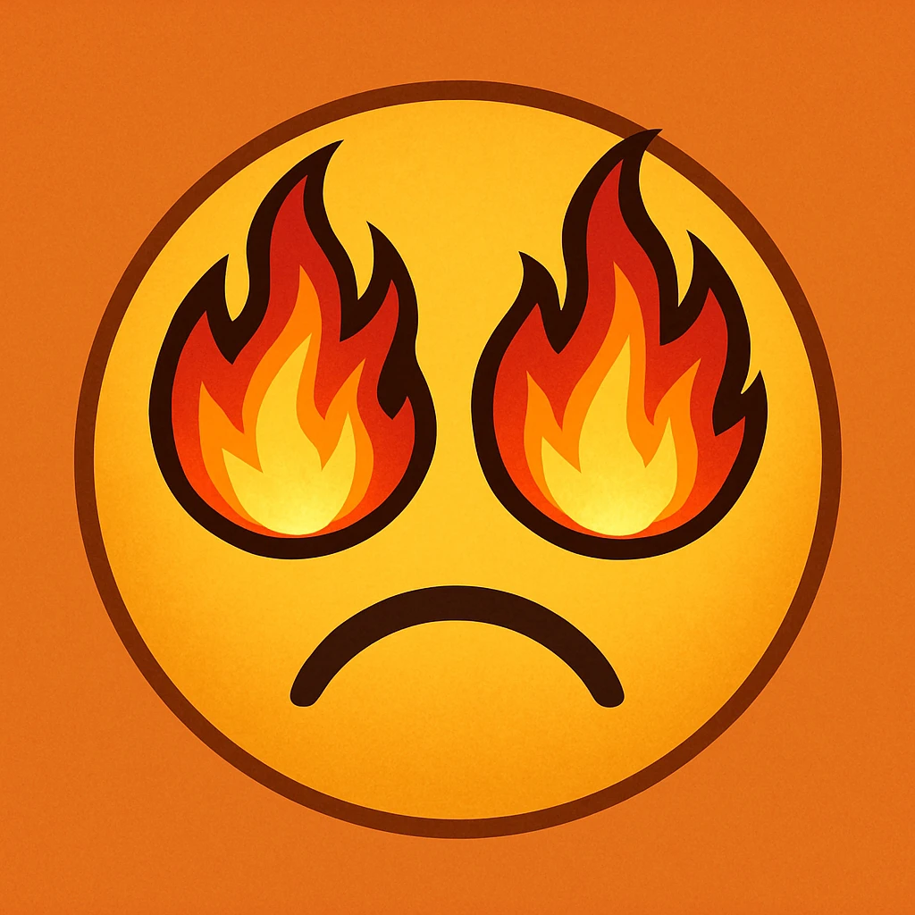 Make the flames in the emoji's eyes bigger and more intense emoji