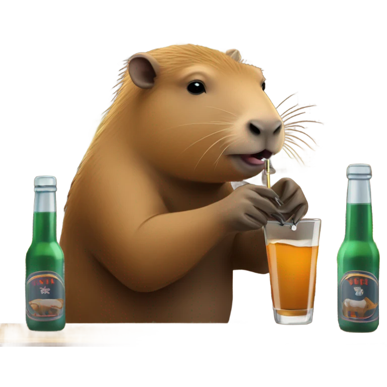 Capybara taking a shot in a bar emoji