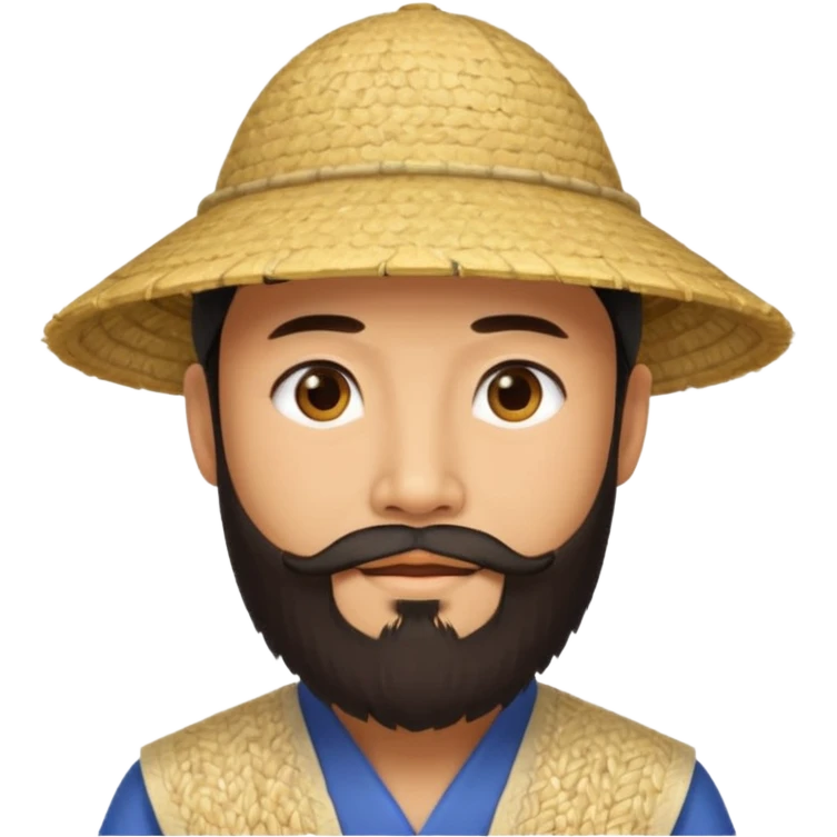 chinese man wearing rice hat wit beard emoji